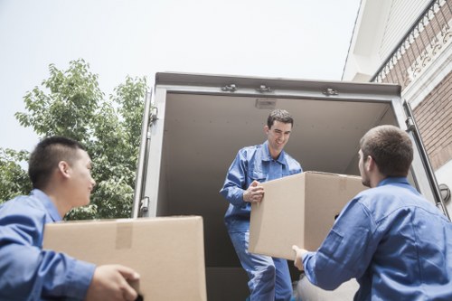 Student removals team working in a Westminster street with compact moving access