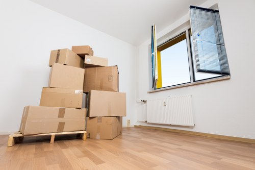 Westminster business move with boxes, desks, and transport planning
