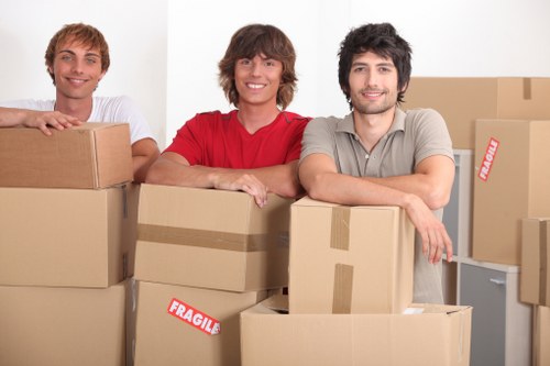 Packed student boxes ready for local removals and storage in Westminster