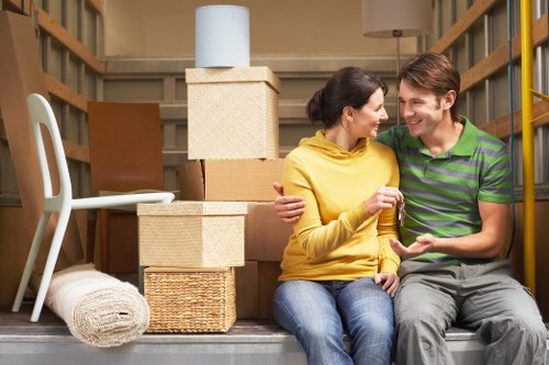 Packed boxes and furniture prepared for same day removals